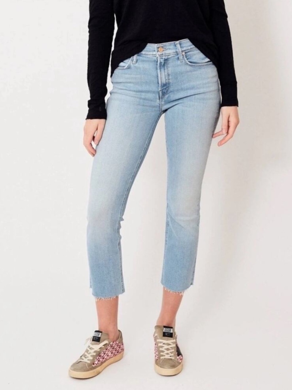 Mother Denim The Mid Rise Dazzler Ankle Fray Jean in Sun Kissed size 24